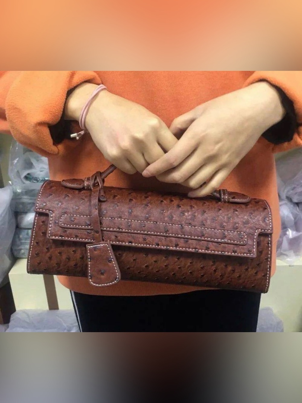 Structured Brown Mini Top-Handle Bag